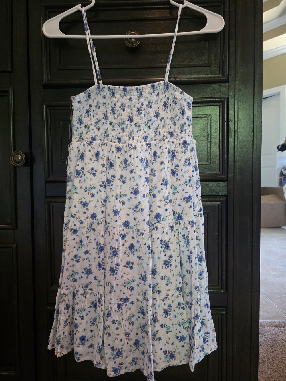 No Boundaries White Floral Mini Dress with Blue Flowers